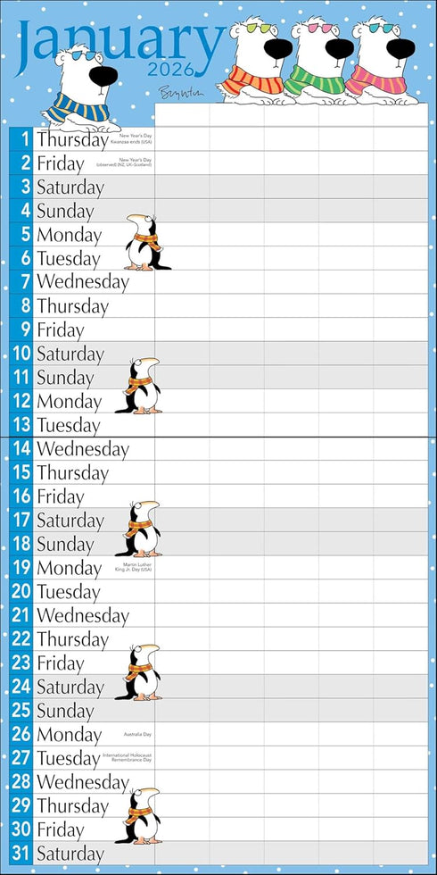 SANDRA BOYNTON'S 17-MONTH 2025-2026 MY FAMILY WALL CALENDAR